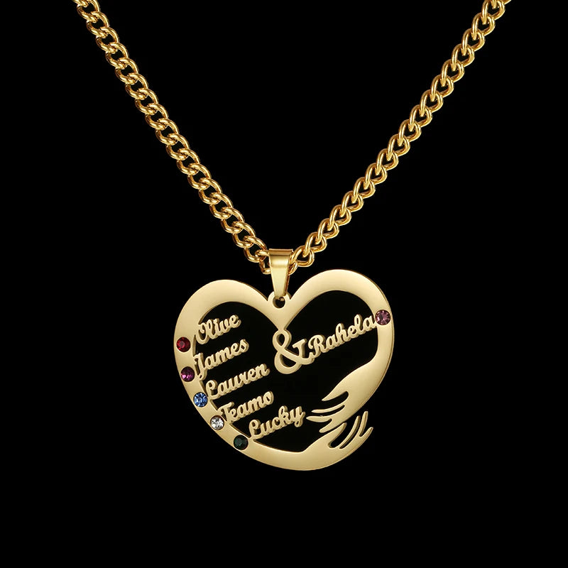 Family Love Heart Name Necklace