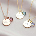 Birthstone Medal Name Necklace