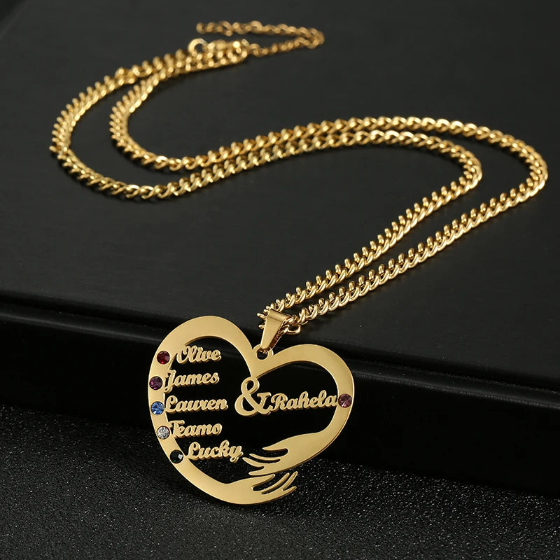 Family Love Heart Name Necklace