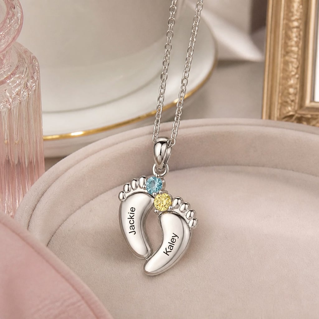 Baby Steps Birthstone Necklace