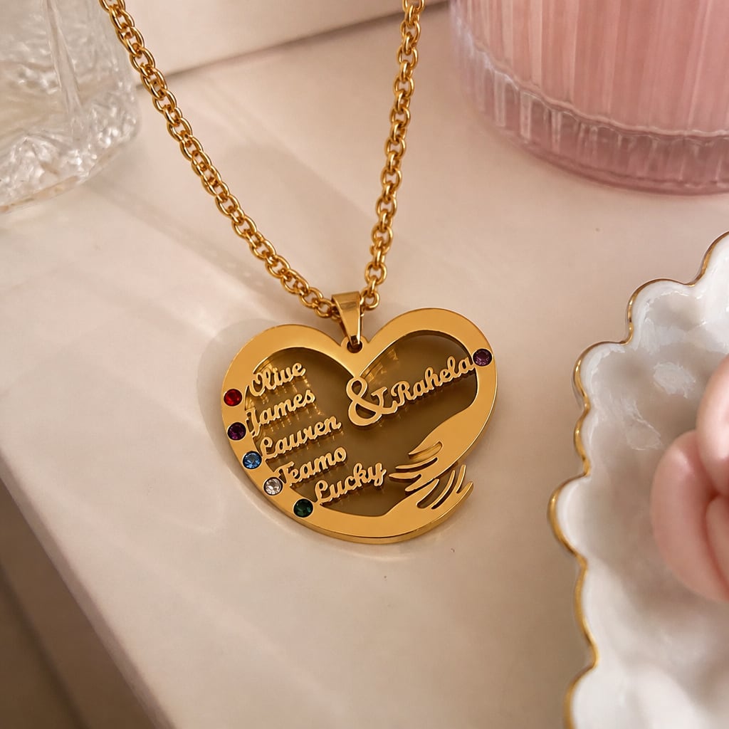 Family Love Heart Name Necklace