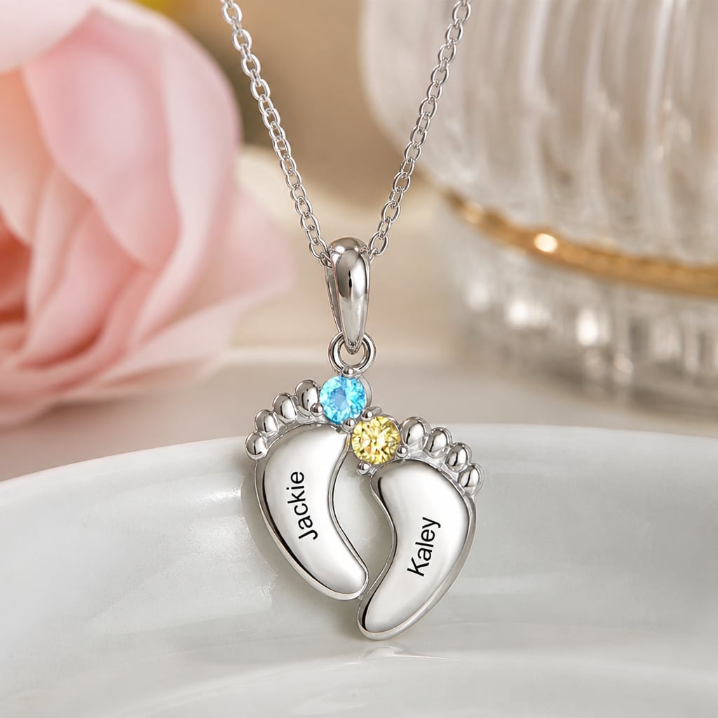 Baby Steps Birthstone Necklace