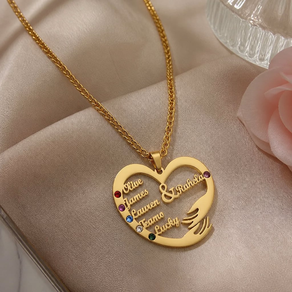 Family Love Heart Name Necklace