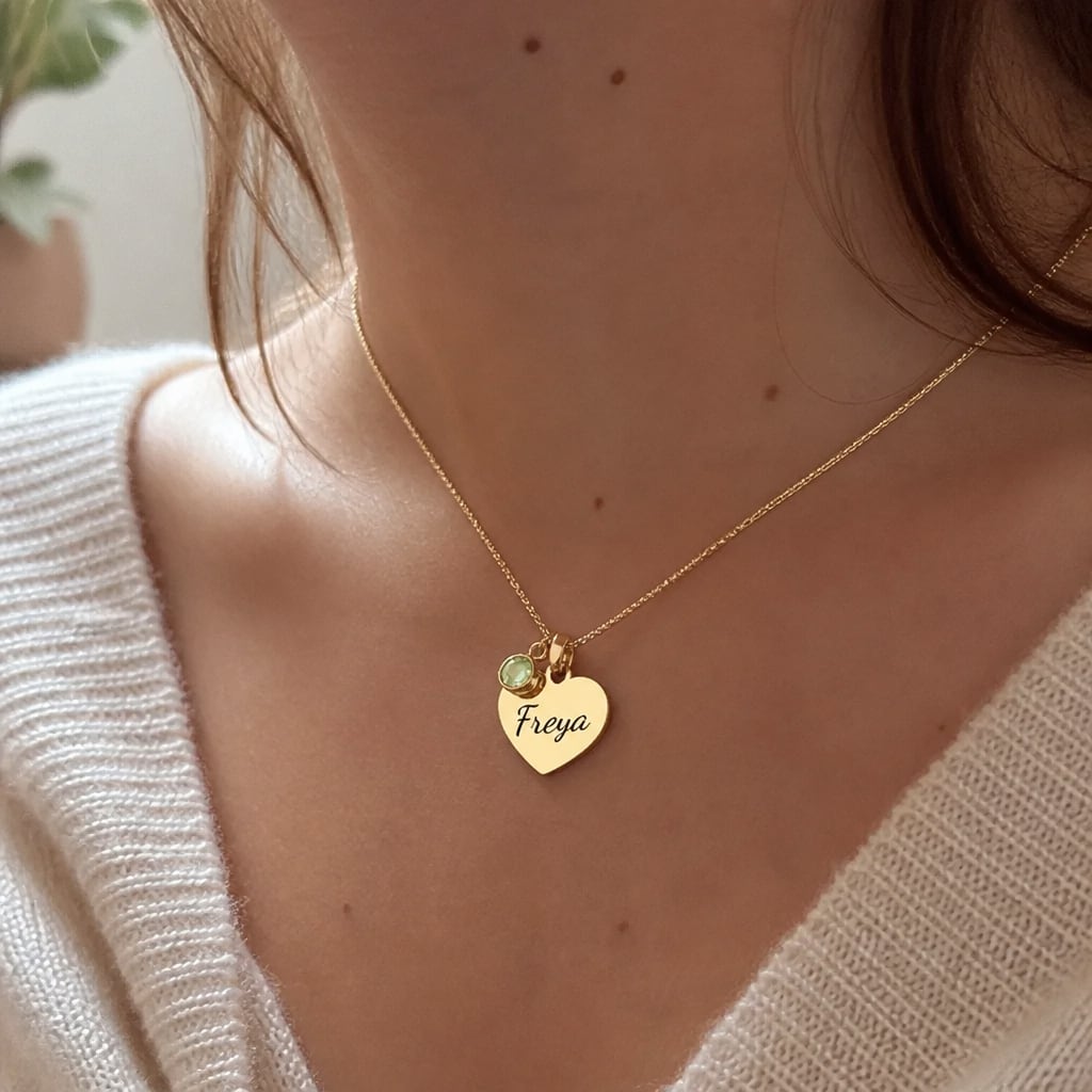 Dainty Heart Name Necklace