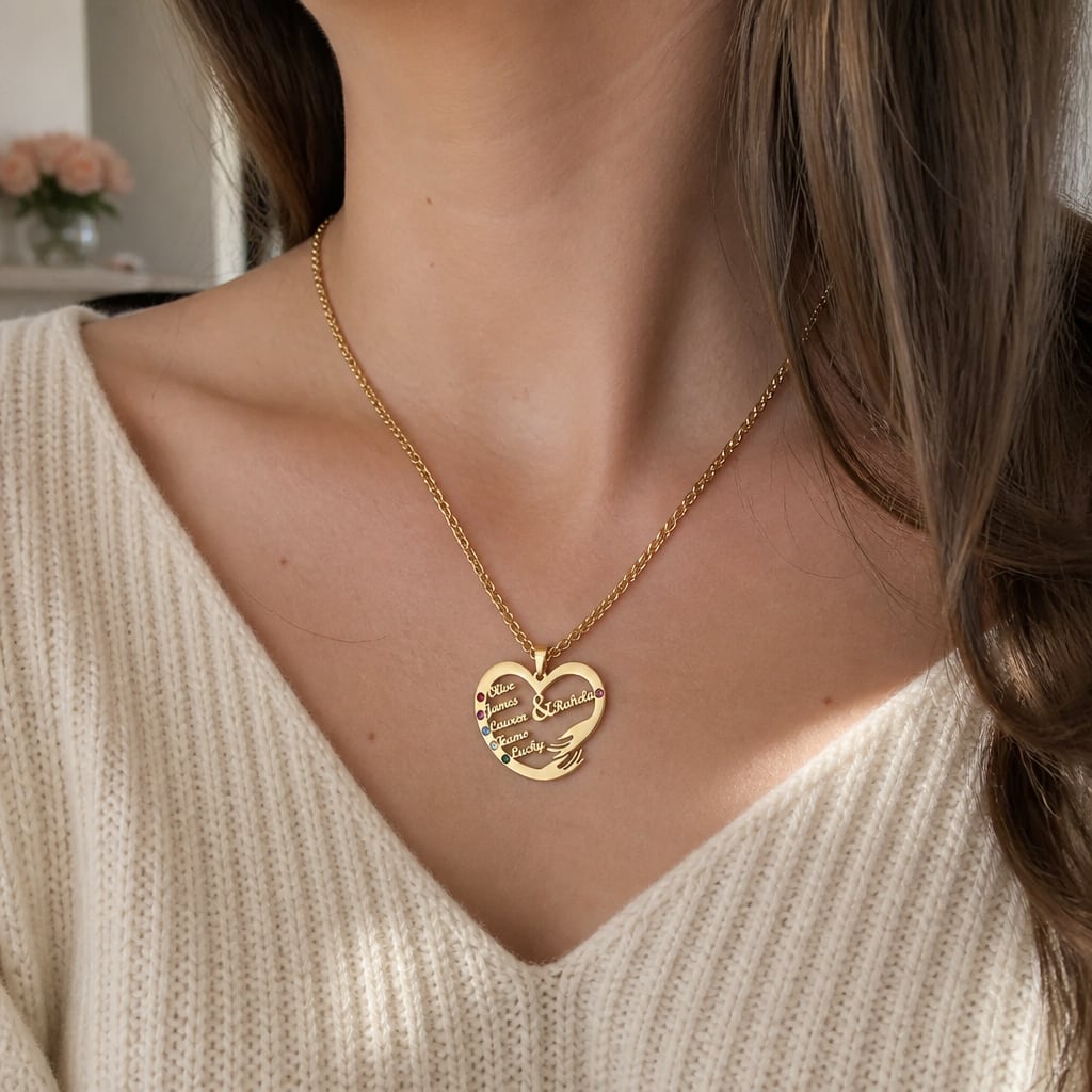 Family Love Heart Name Necklace